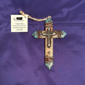 Decorative Cross with Turquoise Accents
